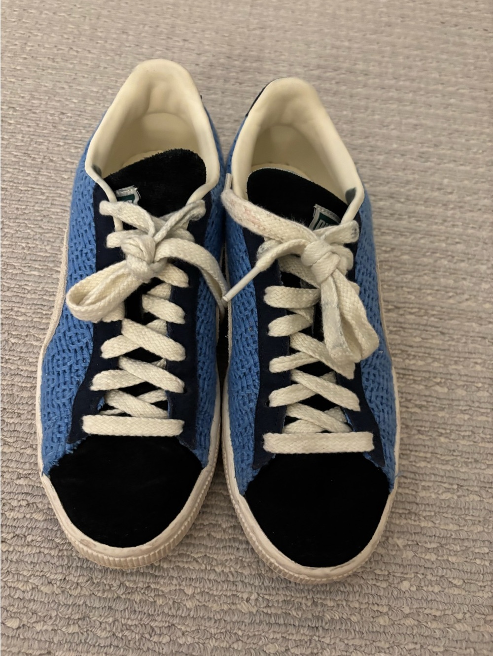 Puma Women's 2 shades of  Blue Low-Top Sneakers with Cream Laces